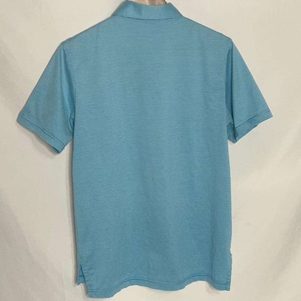 Peter Millar Blue Striped Polo Shirt 100% Cotton - Picture 6 of 9